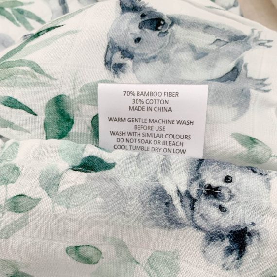 Swaddle Koala Print Close Up With Tag