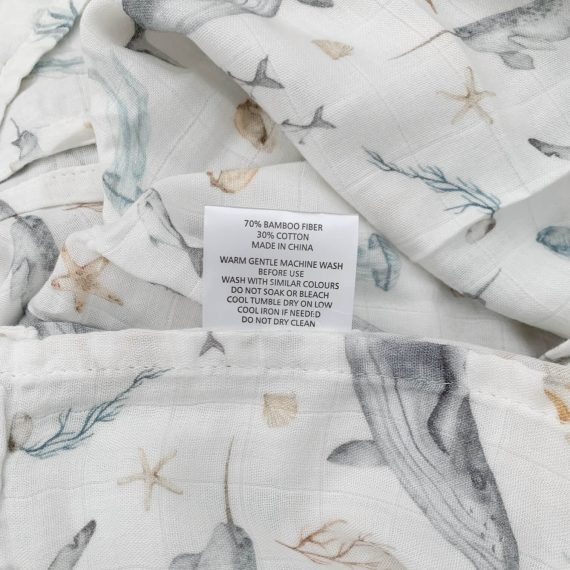 Swaddle Oceans Print Close Up With Tag