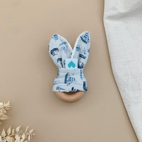 boats print bunny teether