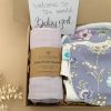 welcome to the world baby girl floral hamper left side