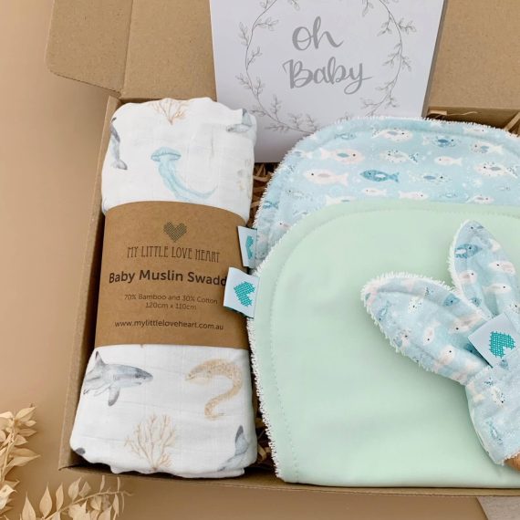 Oh Baby Mint and Fish Gift Set Left Side