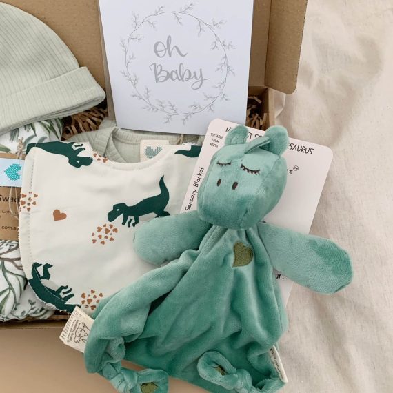 dinosaur themed baby gft box right side